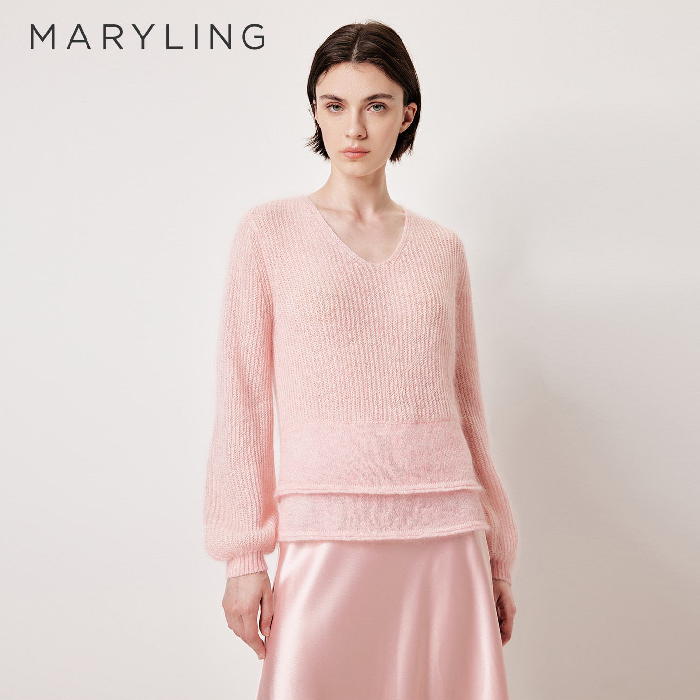 MARYLING玛俪琳2026春夏新品浅粉色通透肌理感针织衫A1GAW03120,女装/女士精品,毛针织衫,淘宝优惠券,粉丝福利购,淘宝优惠卷