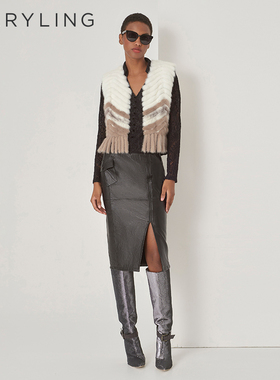 MARYLING玛俪琳秋季新品米白色高级感水貂毛皮草马甲A1DGW9F060