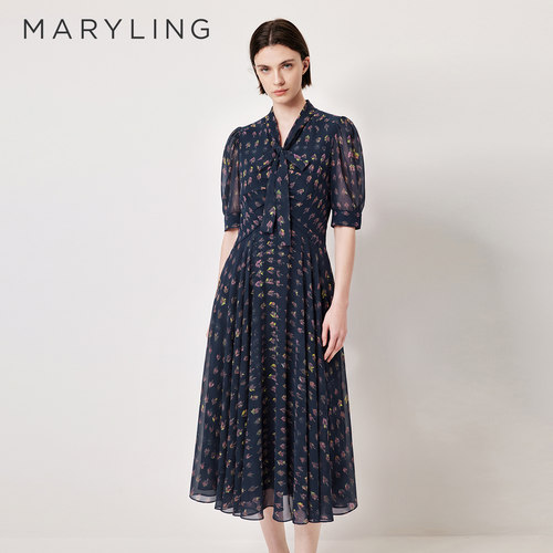 MARYLING修身印花连衣裙