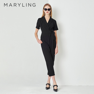 绑带连体裤 MARYLING玛俪琳春夏新品 式 西装 A1DCW57080 黑色短袖