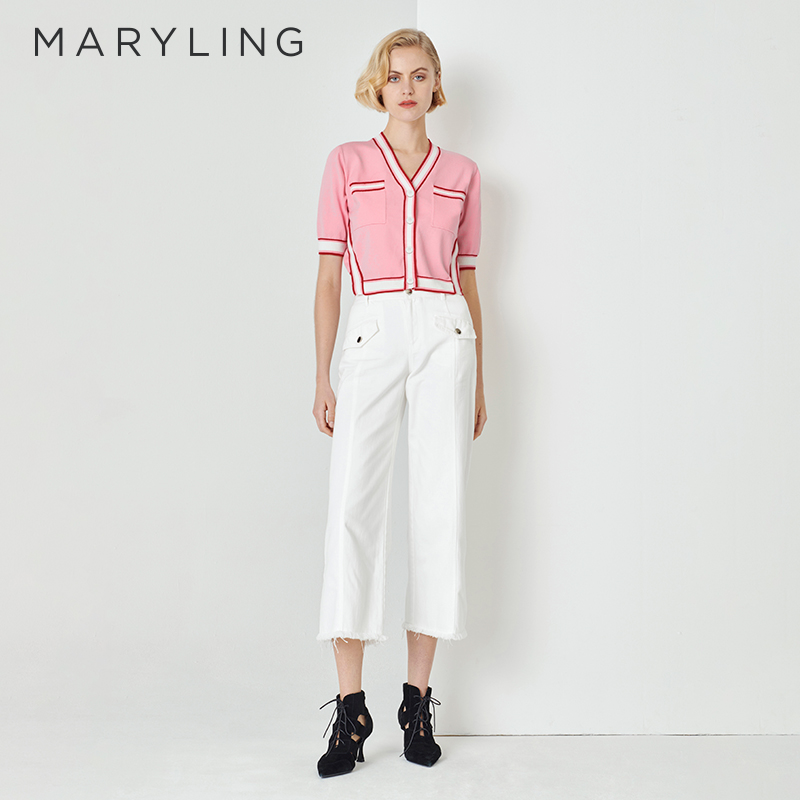 MARYLING蜜桃粉针织开衫