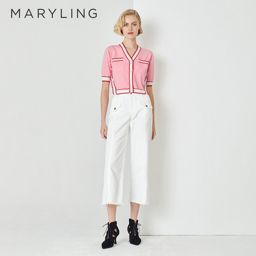MARYLING蜜桃粉针织开衫