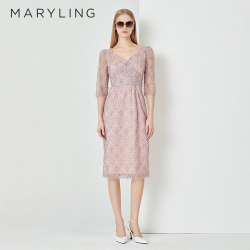 MARYLING提花蕾丝连衣裙