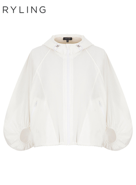 MARYLING玛俪琳春秋新品白色连帽灯笼袖宽松外套A1DBW14720