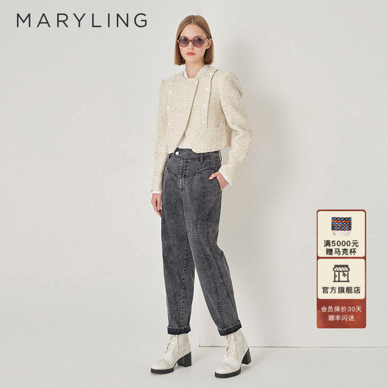 MARYLING灰色水洗牛仔裤图片