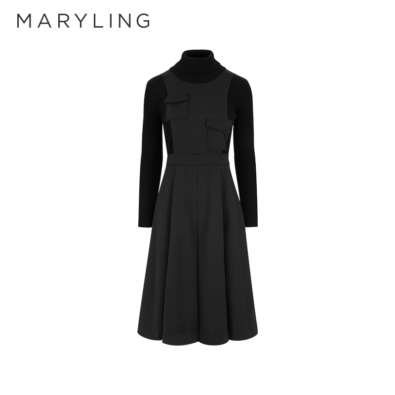 MARYLING黑色针织连衣裙