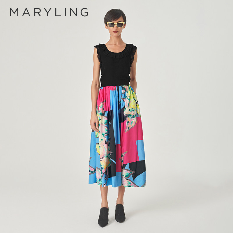 MARYLING玛俪琳春季新品黑色圆领针织背心A1EBW0760