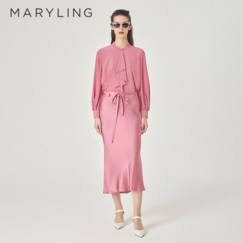 MARYLING小立领真丝上衣