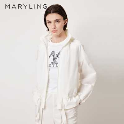 MARYLING玛俪琳2026初夏新品白色立领连帽休闲防晒上衣A1GCW14610