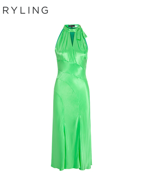 MARYLING玛俪琳夏季新品绿色无袖绑带鱼尾连衣裙A1ECW63830