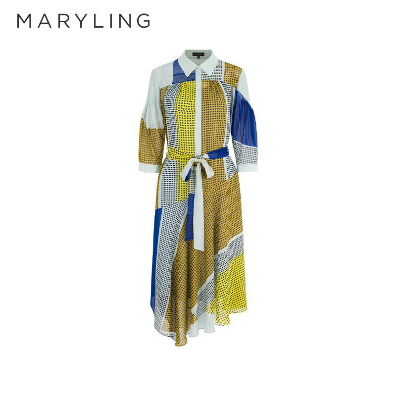 MARYLING色块印花连衣裙