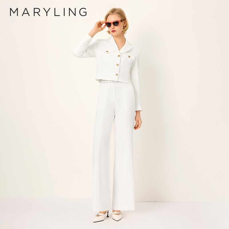 MARYLING休闲白色阔腿裤