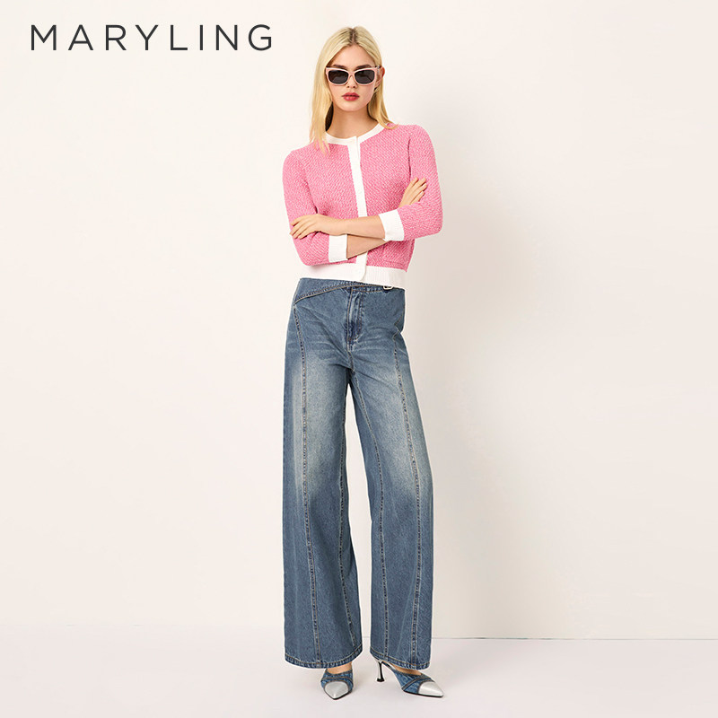 MARYLING玛俪琳2025年初春新品直筒水洗牛仔裤A1FAW