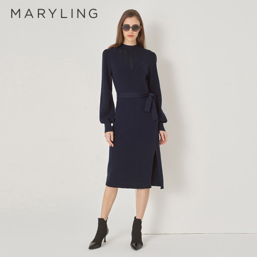 MARYLING毛织气质连衣裙