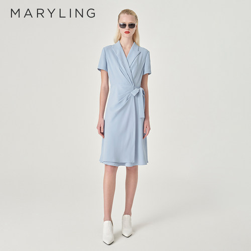 MARYLING一片式绑带西装连衣裙