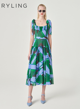 【变奏菱格】MARYLING玛俪琳夏季新品印花连衣裙A1ECW64610