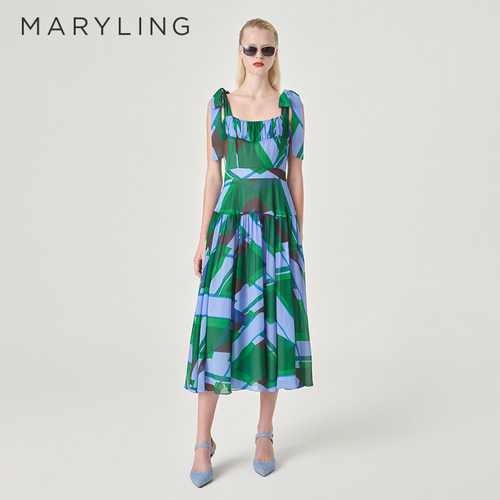MARYLING吊带印花连衣裙