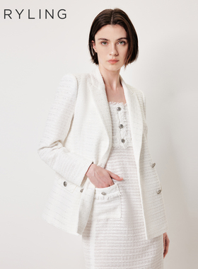 MARYLING玛俪琳2026春夏新品戗驳领撞色金属双排扣西装A1GAW10100