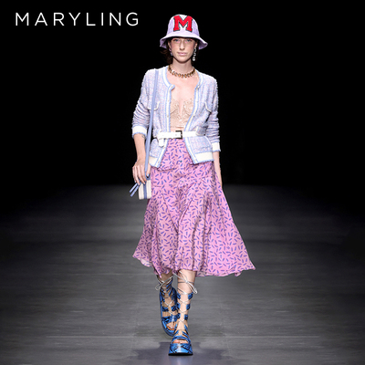 MARYLING浅粉色印花半裙