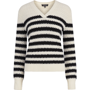 MARYLING玛俪琳春秋黑白撞色V领针织套头衫A1DAW01080