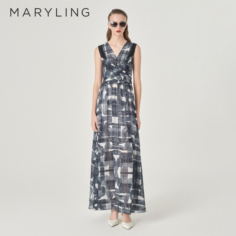 【纵横阡陌】MARYLING玛俪琳夏新品无袖印花连衣裙A1ECW63910