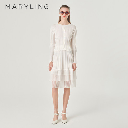 MARYLING白色针织半身裙
