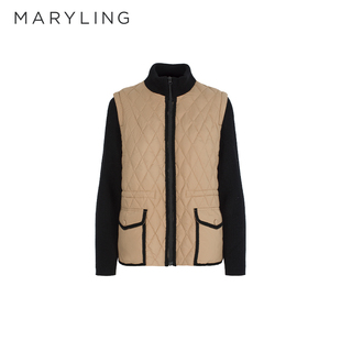 MARYLING玛俪琳冬季新品浅驼色立领拉链羽绒服A1EHW98100
