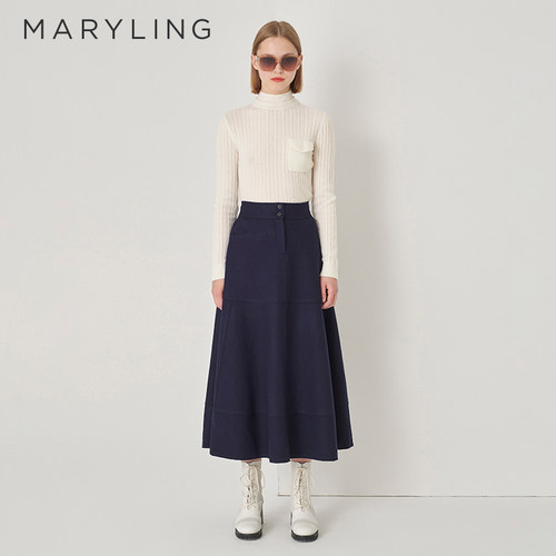 MARYLING高腰A摆半身裙