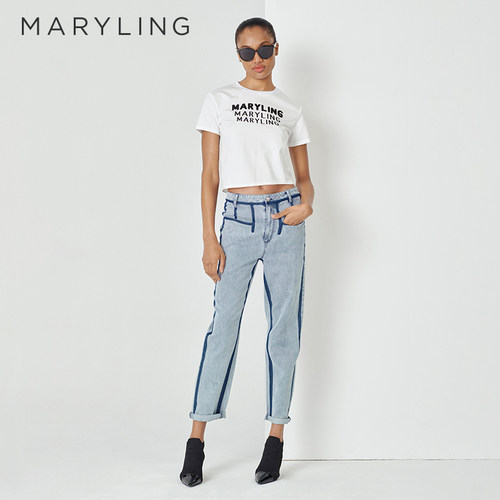 MARYLING牛仔九分小脚裤