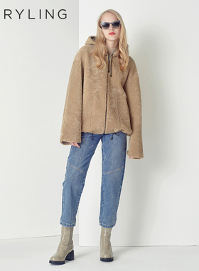 MARYLING玛俪琳冬季优雅驼色羊驼毛皮毛一体外套A1CHW9R090