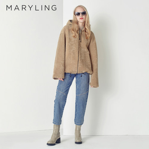 MARYLING驼色皮毛一体外套
