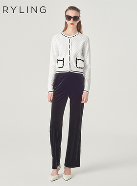 MARYLING玛俪琳春季新品圆领白色针织开衫A1EBW08260