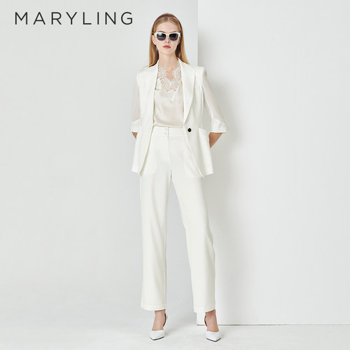 MARYLING象牙白直筒西装裤