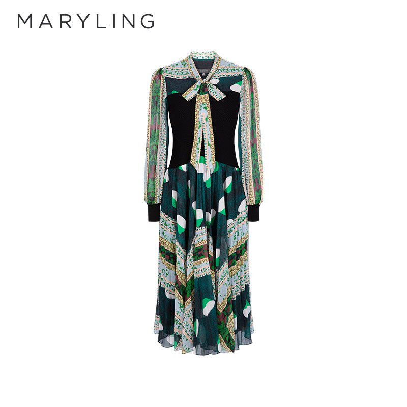 MARYLING玛俪琳春秋新品【丛林潘多拉】艺术印花连衣裙A1D