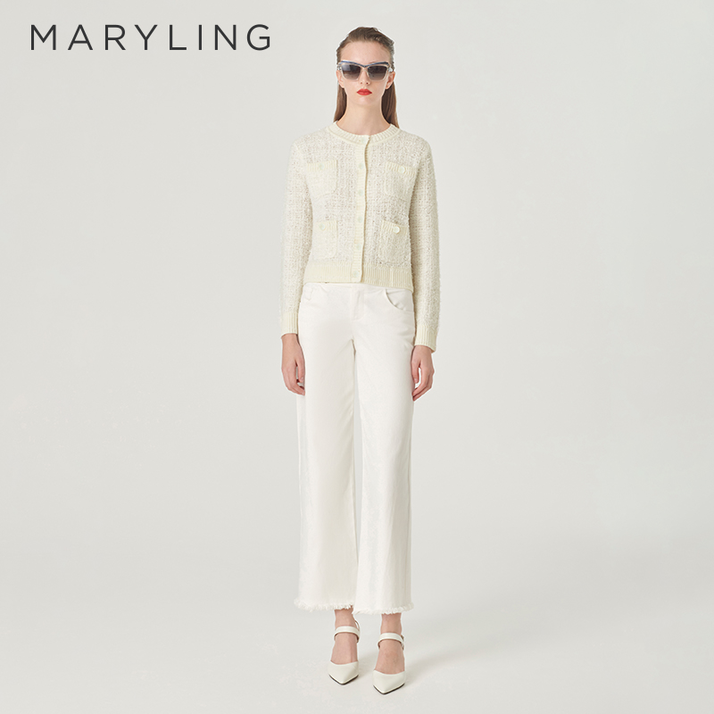 MARYLING米白色针织开衫
