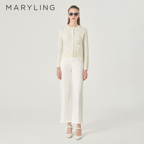 MARYLING米白色针织开衫