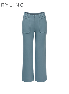 MARYLING玛俪琳时尚优雅大口袋直筒气质高腰简约西装裤A1BC51430