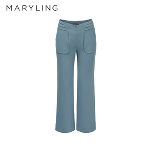A1BC51430 裤 MARYLING玛俪琳时尚 优雅大口袋直筒气质高腰简约西装