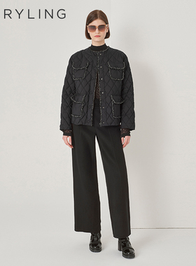 MARYLING玛俪琳秋季新品黑色圆领箱型短款羽绒服A1DGW96160