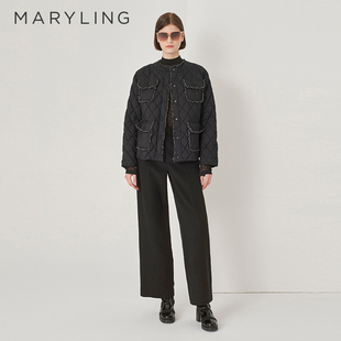 羽绒服A1DGW96160 黑色圆领箱型短款 MARYLING玛俪琳秋季 新品