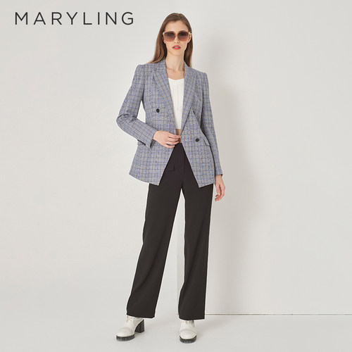 MARYLING灰色格纹西装外套