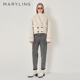 MARYLING玛俪琳冬季 米白色翻领皮毛一体外套A1DHW9R040 新品