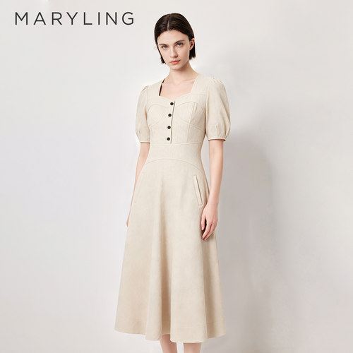 MARYLING提花大A裙摆连衣裙