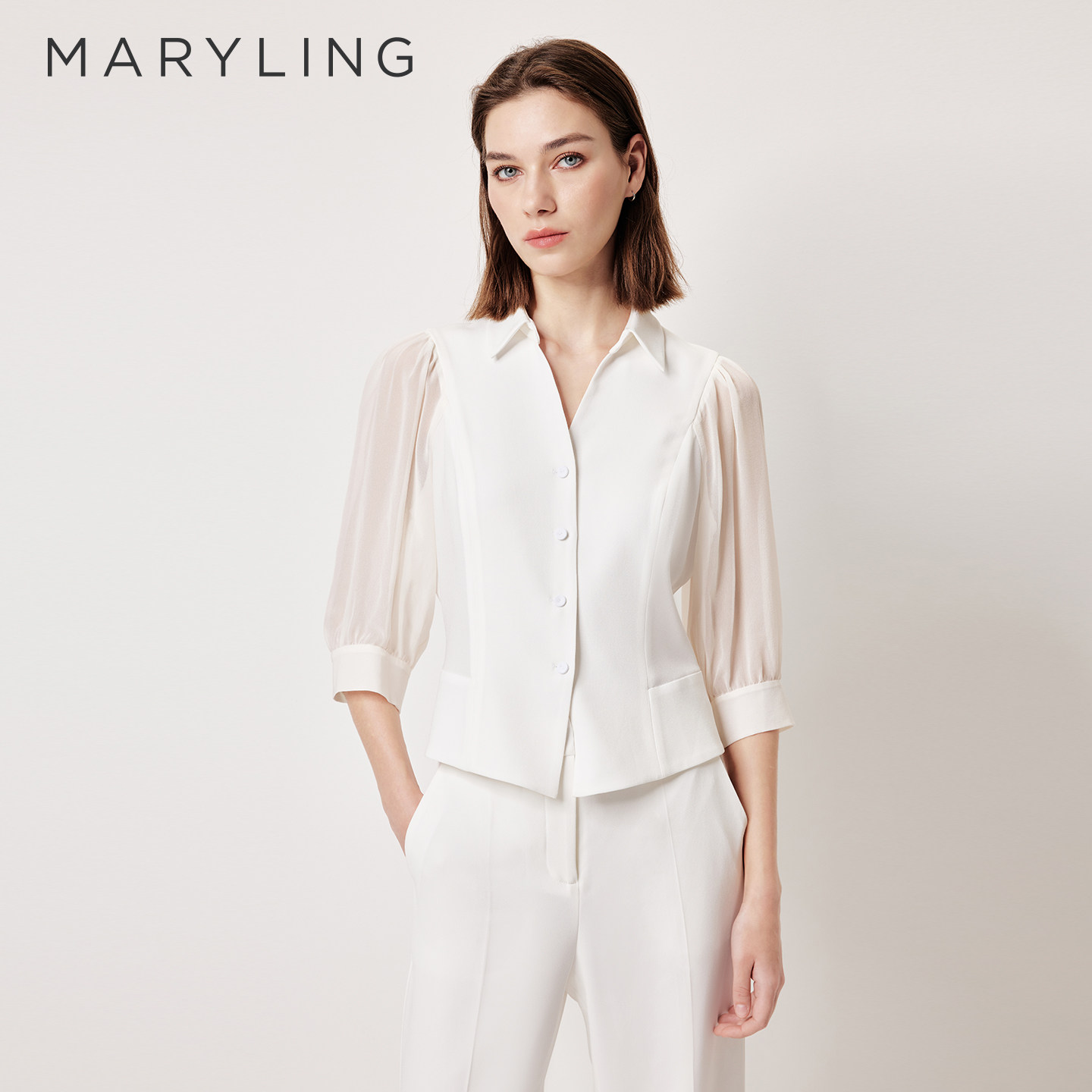 MARYLING玛俪琳2026春夏新品气质通勤时尚款短袖衬衫A1GCW20660
