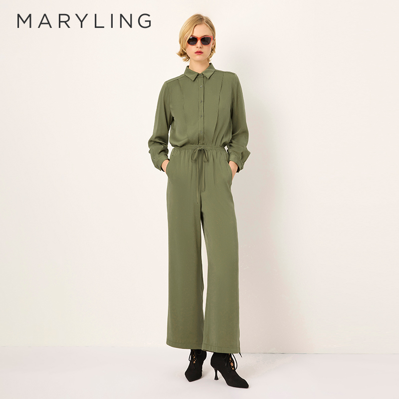 MARYLING松弛感抽绳宽松阔腿裤