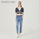 饰牛仔裤 丹宁蓝分割线装 A1ECW56010 新品 MARYLING玛俪琳夏季