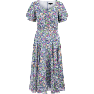 MARYLING玛俪琳夏季新品彩色水底花园V领碎花连衣裙A1DCW62300