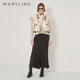 MARYLING玛俪琳秋冬新品 马甲A1DHW9R120 米白色撞色皮毛一体短款