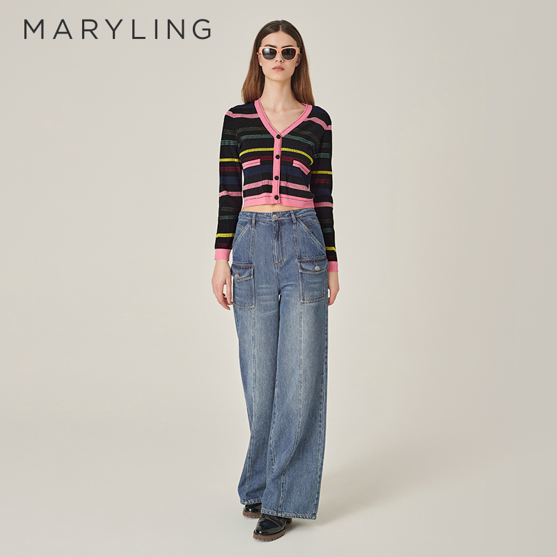 MARYLING工装风阔腿牛仔裤