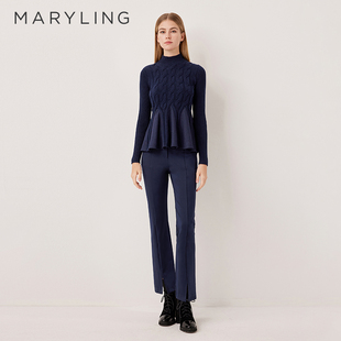 MARYLING玛俪琳2025秋季新品复古麻花辫螺纹针织上衣A1FGW26680
